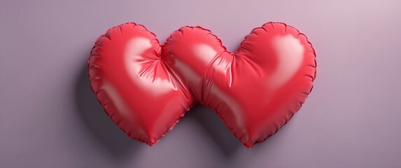 Wall Mural - colorful heart shape pillow plain background top view banner with copy space