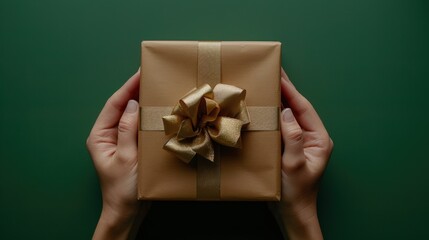 Wall Mural - The golden wrapped gift box