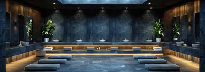 Sticker - Modern Spa Relaxation Area with Stone and Wood