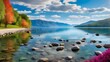 © Nigahhussain - Beautiful lakeshore scenery with peaceful water and v 3
