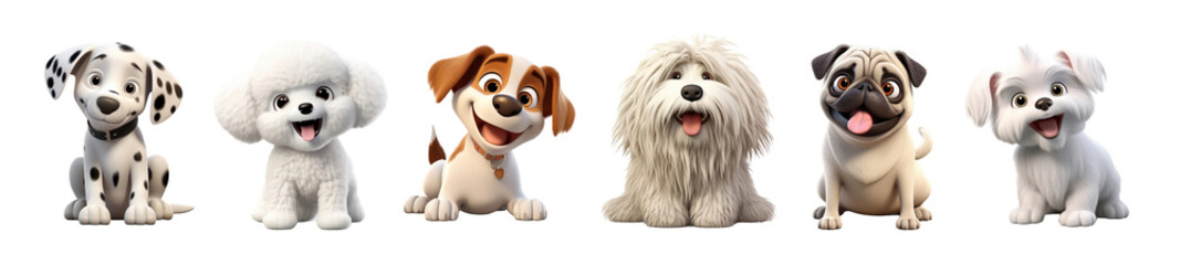 Poster - cute 3d dog character set