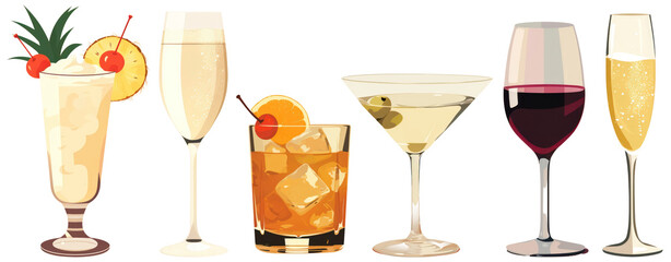 Canvas Print - Cocktail alcoholic drink food set