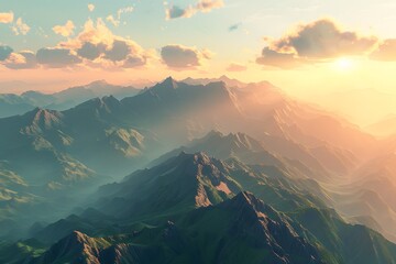 Wall Mural - sunset in the mountains