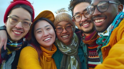 Canvas Print - The group of cheerful friends.