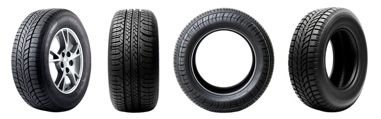 Wall Mural - Black car tyres vehicle set