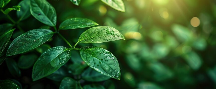 Close-Up Beautiful View Of Green Leaves On A Blurred Greenery Tree Background, Highlighting The Freshness Of Nature