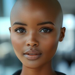 Canvas Print -  Beautiful Bald black girl face 