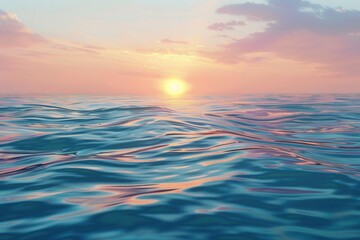 Wall Mural - A peaceful sunset over calm ocean waters, perfect for cruise lines and beach resorts. Generative AI