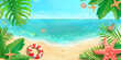 © Creative Valley - Beach Background with Tropical Vacation Items