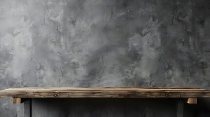 Poster - Empty Office Desk with Blank Concrete Wall Perfect for Product Mockup or Advertising Background