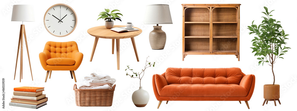 Home furniture png cut out element set