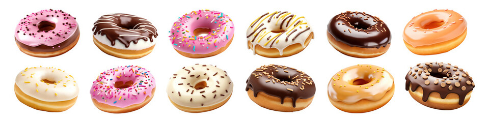 Sticker - PNG Colorful assorted glazed donuts set