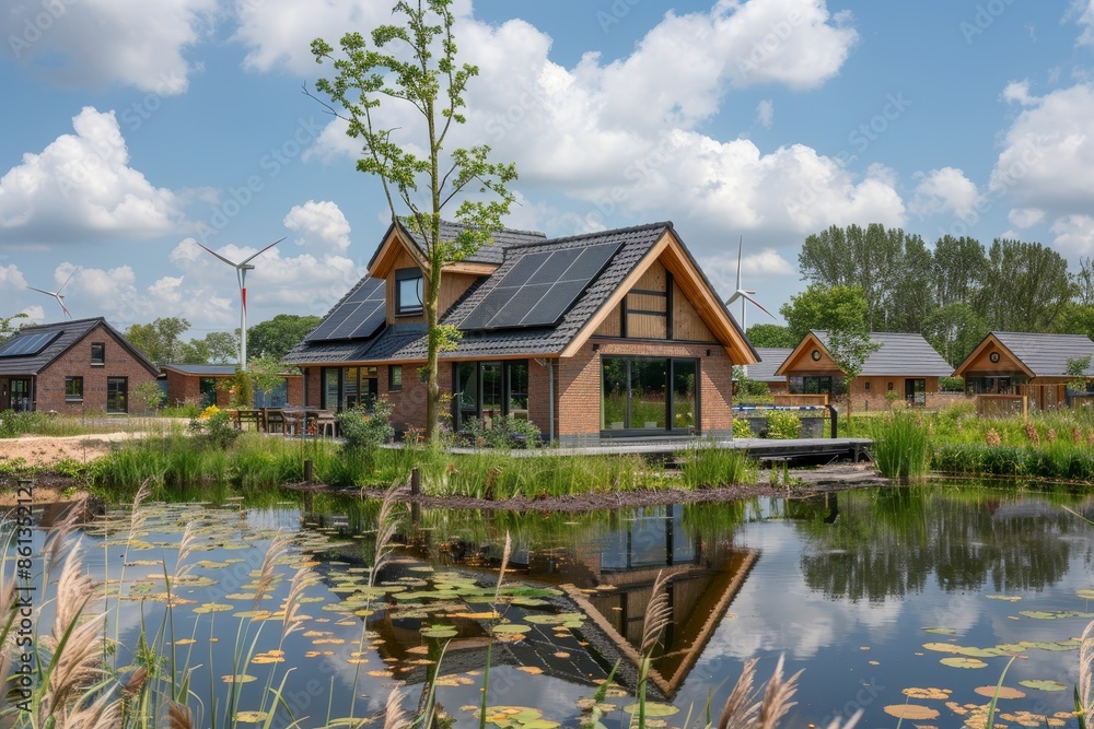 Contemporary sustainable residence with solar panels and wind turbines ... - Self Sufficient Apartments With Wind Energy