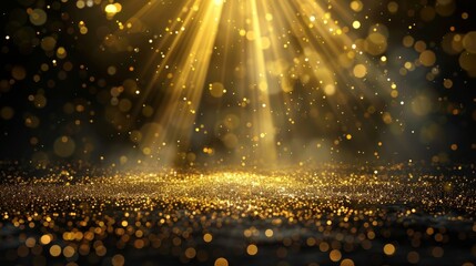 Wall Mural - abstract background with golden particles on a black background. futuristic glittering in space.
