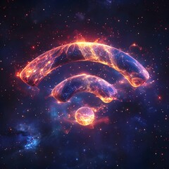 Poster - cosmic wi fi icon swirling galaxy patterns forming the iconic wireless symbol