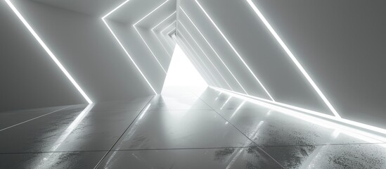 Leinwandbilder - Geometric lines on a grey silver background with white light, perfect for a copy space image.