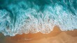 © tanibond - Waves with beach background top view. Holidays illustration generated by ai