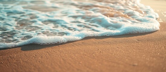 Poster - Sandy beach with captivating details in the background, perfect for adding text. Copy space image desired.
