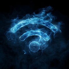 Poster - Ethereal WiFi Icon Formed from Swirling Smoke Abstract Wireless Network Concept