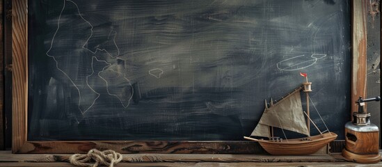 Poster - Maritime-themed blackboard with ample copy space image.