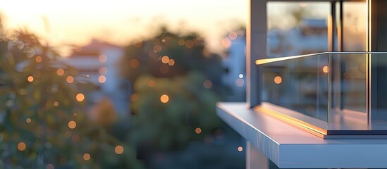 Poster - Blur balcony and terrace against a scenic exterior backdrop with copy space image.