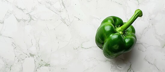 Poster - Organic green bell pepper on a white backdrop with copy space image.