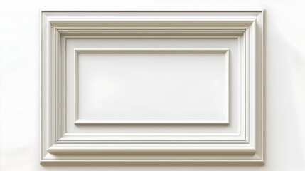 Wall Mural - Elegant Rectangular Line Frame with Beveled Edges on White Background Isolated Concept