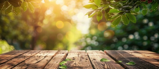 Poster - Blurry nature background enhances table top in copy space image.