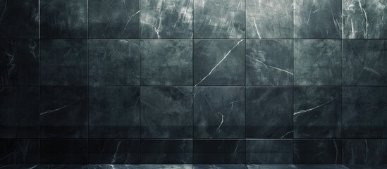 Poster - Sleek tiled dark grey marble texture with copy space image available.