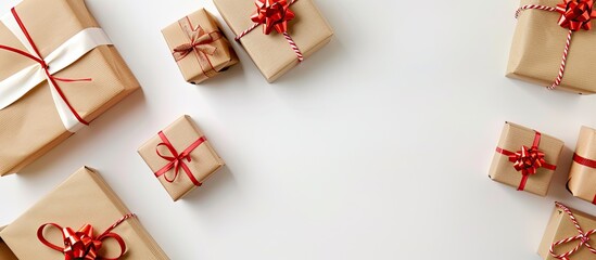 Poster - Several gift boxes with empty copy space image on a white background.