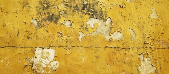 Aufkleber - Aged yellow wall with a textured surface provides a backdrop for copy space image.