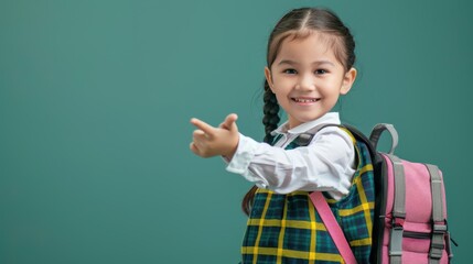 Sticker - The smiling schoolgirl with backpack