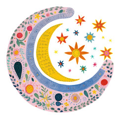 Sticker - PNG Moon art pattern creativity.