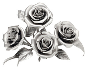 PNG Roses Chrome material jewelry flower silver.