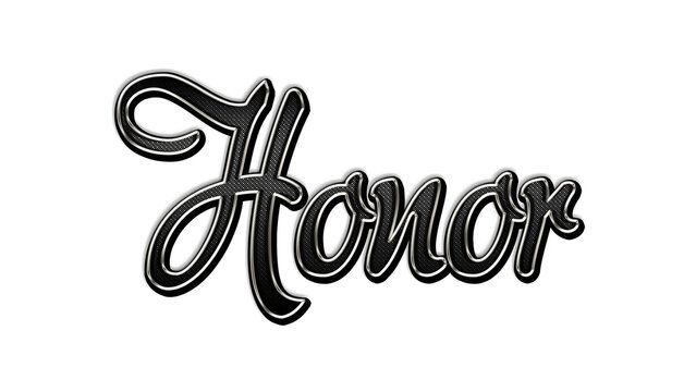 black metal 3d design of word Honor on white background.