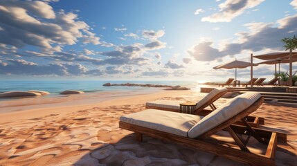 Wall Mural - chairs and umbrella on the beach