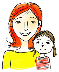 Canvas Print - PNG Mother and daugther drawing sketch portrait.