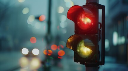 Poster - Close-up of a traffic light timer counting down the seconds before signal change