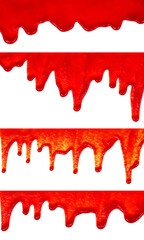 Fototapete - Set of Red Ketchup Drippings isolated on transparent background, food concepts