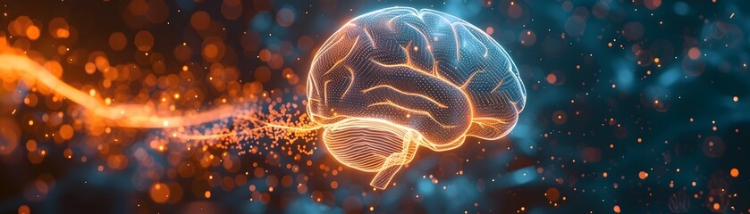 Poster - Glowing Digital of a Human Brain with Electric Currents Representing Neural Activity and Cognitive Potential