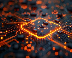 Poster - Glowing Electric Circuit Connections and Components