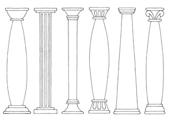 Column set graphic black white isolated sketch illustration vector 