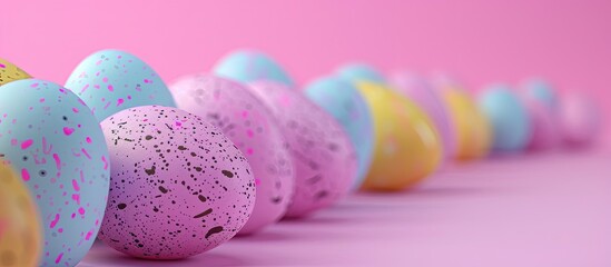 Aufkleber - Colorful Easter eggs displayed on a pink background with a designated area for additional content, creating the perfect Easter-themed image with soft focus.