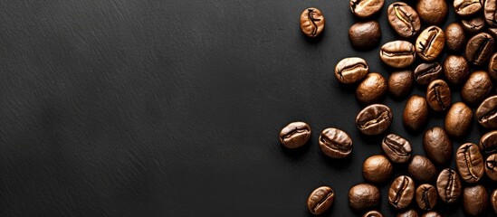 Poster - Coffee design on a black background is perfect for a copy space image.