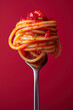 © si9nzation - Appetizing spaghetti rolled on fork with typical Italian sauce