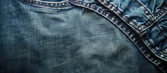 Poster - Background texture of blue jeans with copy space image.