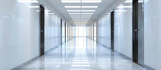 Aufkleber - Corridor in office with extensive empty wall for copy space image.