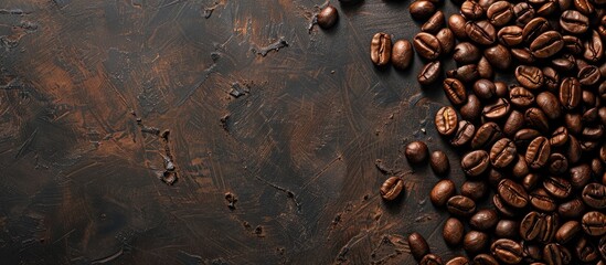 Poster - Background of freshly roasted coffee beans with copy space image.