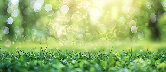 Poster - Blurry background highlights fresh green meadow; ideal for copy space image.