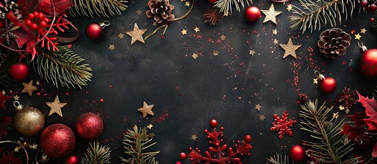 Poster - Festive Christmas-themed frame with copy space image.